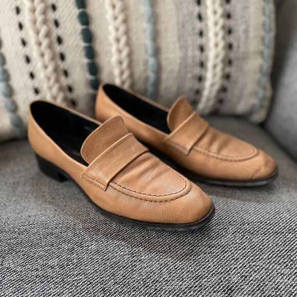 Textured leather heeled loafer 40 TAN - Picture 7 of 14